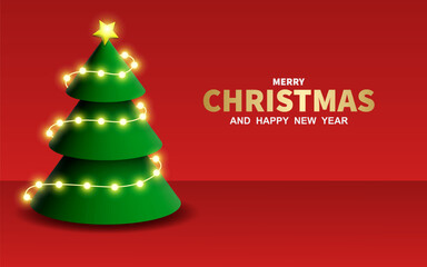 Christmas and New Year background. Lush Christmas pine fir tree.
