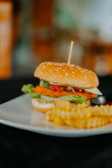 burger and fries