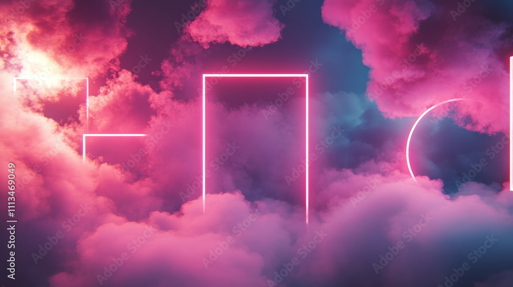 Poster pink smoke frames isolated on dark background. vector realistic set of borders from magic fog, pink 