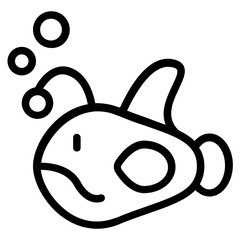 Angler Fish Line Icon