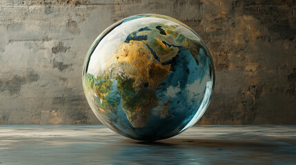Transparent glass globe showing ecological balance