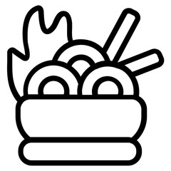 Spicy Noodle Line Icon