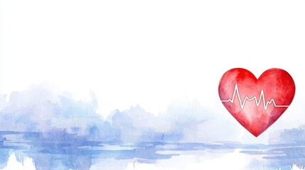 Fototapeta premium Colorful Illustration of Heart with Vital Signs for Health Monitoring and Awareness Poster Design