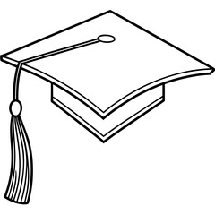 Line art of a traditional graduation cap. Vector illustration 
