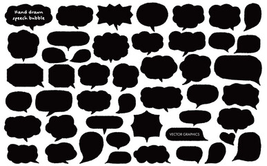 会話を引き立てる！手描き風吹き出しイラスト・黒色