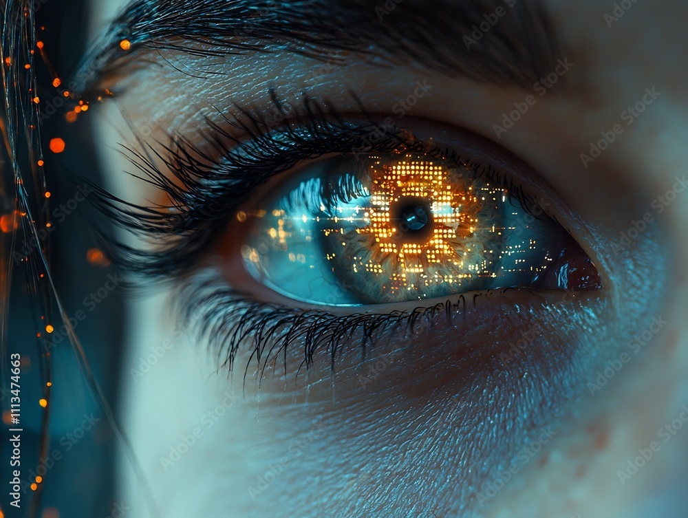 Aufkleber robotic eye observing a digital universe symbolizing technology s transformative vision