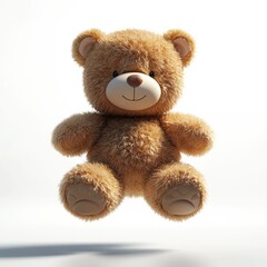 Obraz premium Sweet Dreams Teddy Bear: A charming, light brown teddy bear floats serenely, inviting feelings of warmth, comfort, and childhood nostalgia. Perfect for projects related to children, comfort.