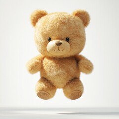 Adorable Teddy Bear: A charming light brown teddy bear floats gently against a soft, bright background, capturing a sense of innocence and playfulness. This image evokes warmth and comfort. 