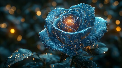 Metallic Rose with Glowing Circuits   Fusion of Nature and Modern Technology