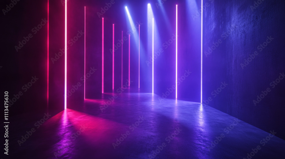 Poster professional stage spotlights with various beam configurations. realistic 3d vector focused illumina