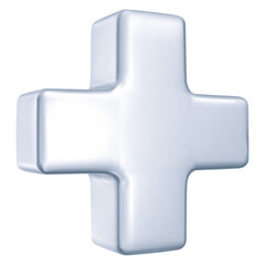 3d silver plus sign. Medical icon apteka. Vector illustration on isolated background.