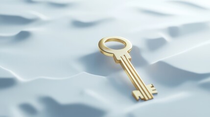 Golden Key on White Surface