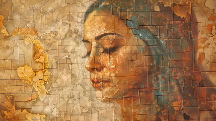 Woman's Face Painted on Tile