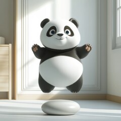 Adorable Panda in Levitating Pose 