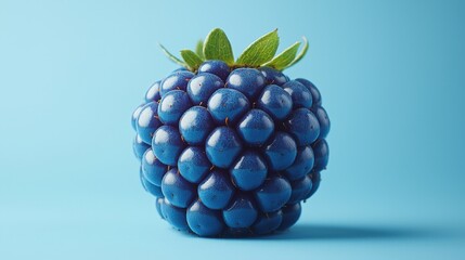 Vibrant blue raspberry on pastel background: unique fruit concept