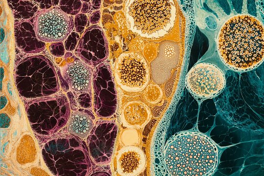 Microscopic imagery reveals the complex structures of ectoderm cells, emphasizing their vital role in human development and biology.