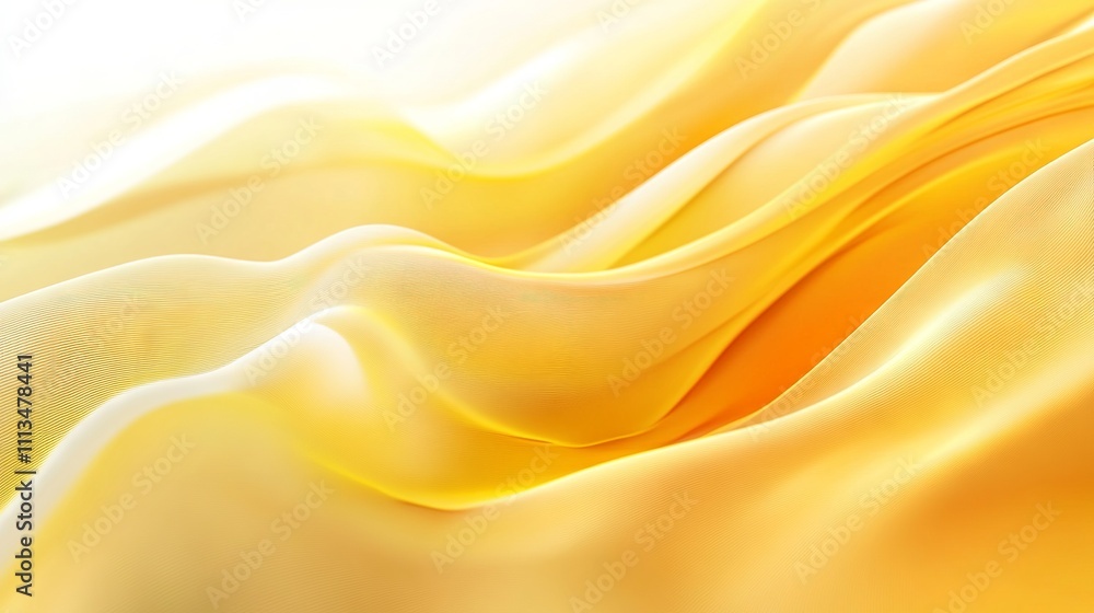 Poster soft ocean waves with yellow gradient flowing in smooth curves across a tranquil seascape