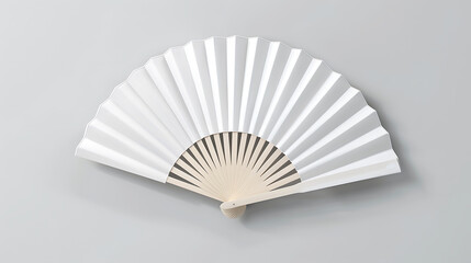 A white folded hand fan mockup on a white background