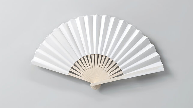 A white folded hand fan mockup on a white background