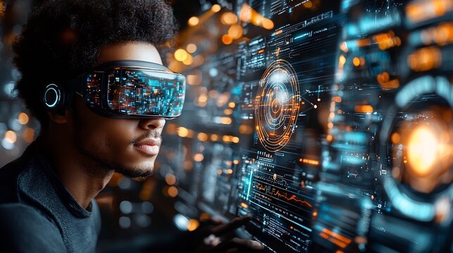 Virtual Reality Job Interview with Futuristic Recruiters via Avatars in Business Recruitment Concept