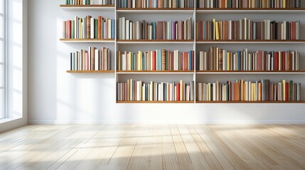 White Bookcase Filled With Colorful Books In A Room