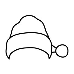 Santa Claus hat line drawing icon, single line art element, minimalist sketch line vector illustration, Christmas winter new year concept. Vector illustration