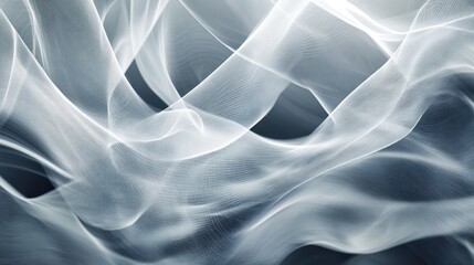 Obraz premium Abstract flowing white fabric on dark background.
