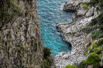 View from the Gardens of Augustus (Giardini di Augusto) on the island of Capri, Italy.