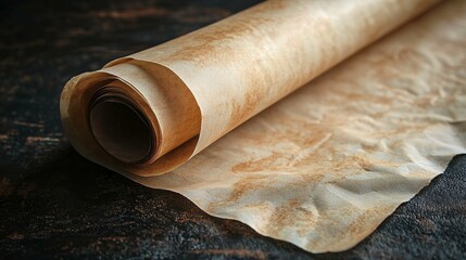 Stock roll of parchment paper for culinary and crafting needs.