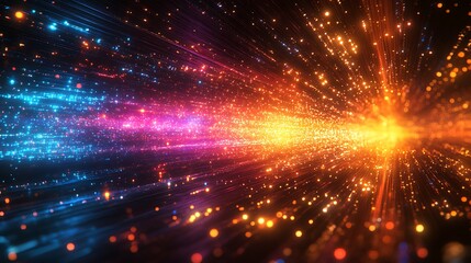 Fototapeta premium A dynamic pattern of holographic light streaks in unique colors with glowing edges for added depth