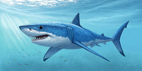 Obraz premium Blue Shark Front View