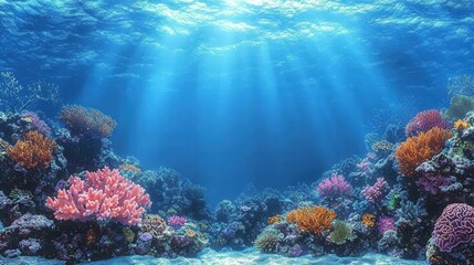 Fototapeta premium Vibrant coral reefs and sunlit ocean depths