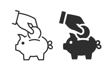 Piggy bank icons. Vector illustration. Symbol of investment and financial planning.