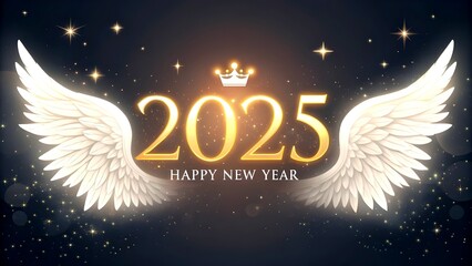 A vibrant and festive scene celebrates the arrival of 2025 with the bold text "HAPPY NEW YEAR 2025" glowing in radiant, multicolored neon lights.(AI generate)
