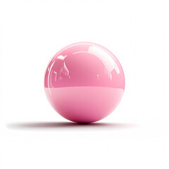 Obraz premium A glossy pink sphere stands out in a minimalist studio showcasing digital artistry and modern design. On white background