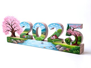 A vibrant and festive scene celebrates the arrival of 2025 with the bold text "HAPPY NEW YEAR 2025" glowing in radiant, multicolored neon lights.(AI generate)

