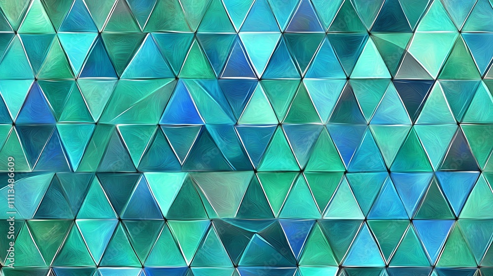 Aufkleber abstract teal and blue triangle pattern background.