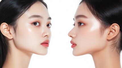 Beauty portraits of diverse female models showcasing radiant skin and elegance studio setting high-quality photography