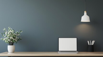 Creating an efficient workspace muted colors and ambient lighting home office digital setup calm environment professional viewpoint