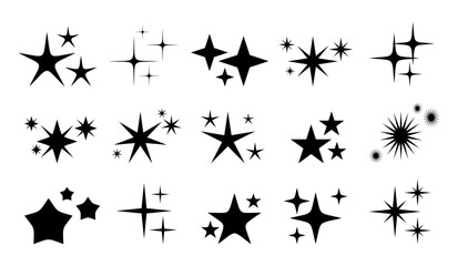 Collection of sparkling stars set vector. Twinkle stars vector. Shine blink stars illustration.