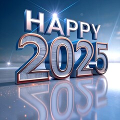 A vibrant and festive scene celebrates the arrival of 2025 with the bold text "HAPPY NEW YEAR 2025" glowing in radiant, multicolored neon lights.(AI generate)
