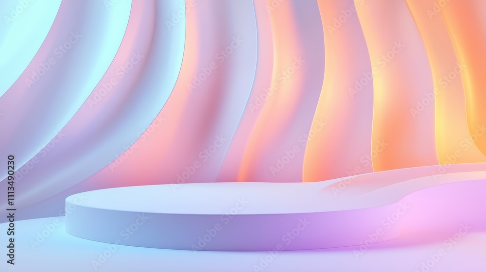 Poster minimalistic background mockup design with soft curves and gradients for display purposes