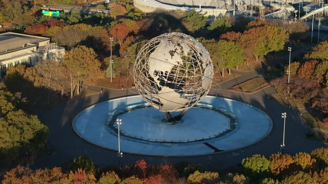 Establishing shot of the Flushing Meadows Unisphere