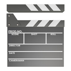 Obraz premium disconnected Realistic 3D black movie clappers board. Movie, cinema, film symbol concept. Director clapboard. Filmmaking, video production industry equipment. 