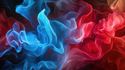 Obraz premium Abstract swirling red and blue smoke or fire design.