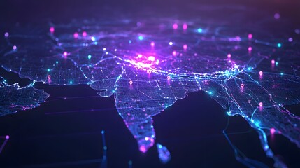 Global network connections visualized on a map.
