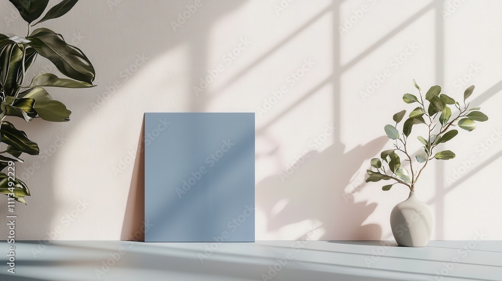 Poster minimalistic template with clean background and natural elements for modern design projects