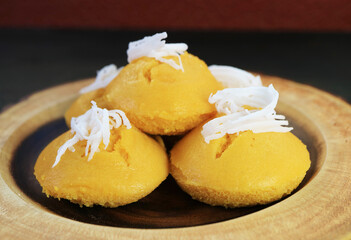 Delectable Khanom Tan, Thai Traditional Steamed Cakes Flavored with Toddy Palm Sugar
