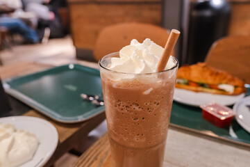 Iced Chocolate Drink with Whipped Cream Topping