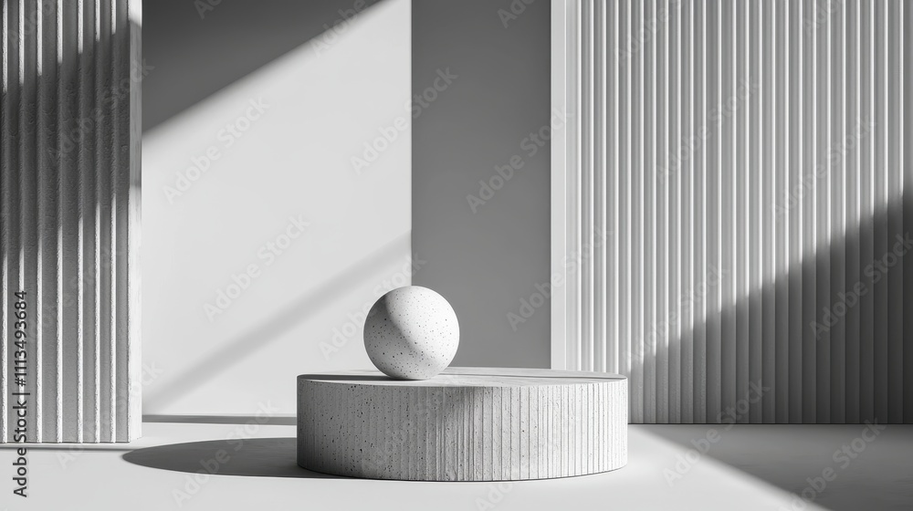 Poster minimalistic creative background mockup showcasing simple geometric shapes in monochrome